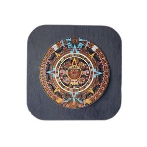 Vintage Mexican Aztec Calendar Plaque GUC